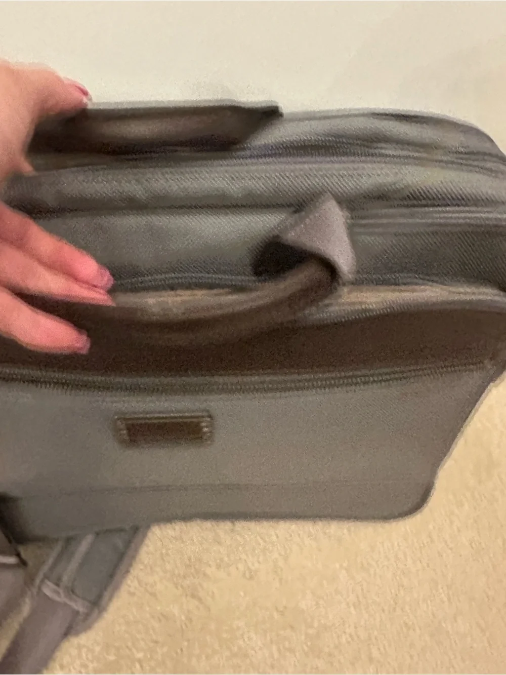 Briggs & Riley Gray and Brown Laptop Briefcase with Shoulder Strap